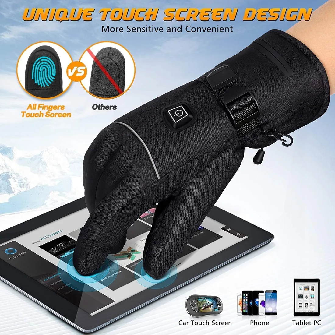 Guantes Calefactables, Guantes Calefactables para Hombre Mujer con Baterías de 4000mAh, 3 Temperaturas Guantes Eléctricos Calefactables, Guantes Cálidos de Invierno para Motocicleta - L foto 3