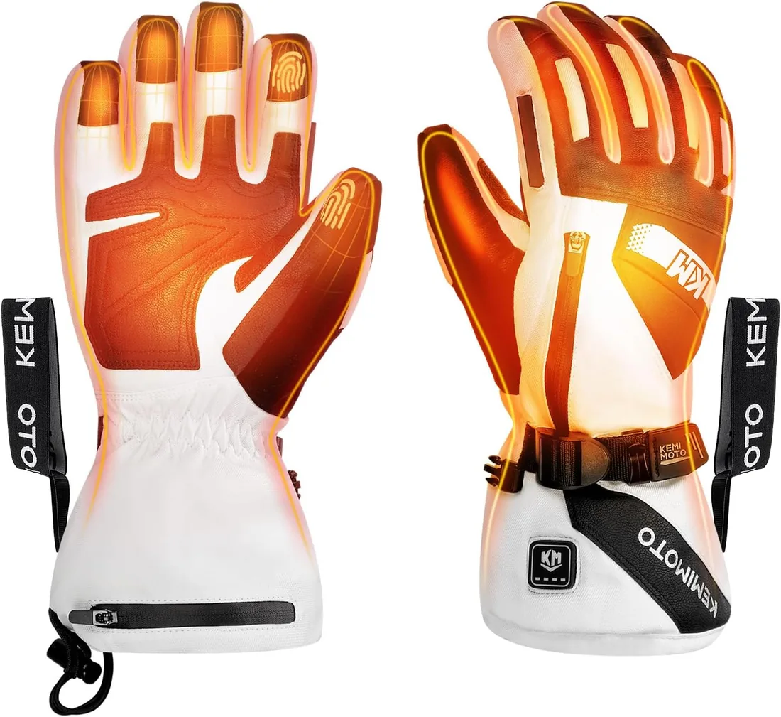 KEMIMOTO Guantes Calefactables para Moto, para Temperaturas de -20 °C a -5 °C, con Acolchado EVA, 3 Niveles de Temperatura y 2 Baterías de 2500 mAh foto 2