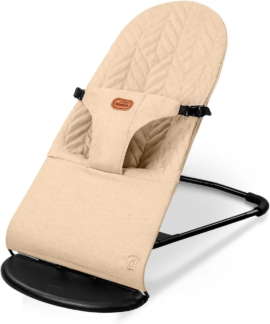 Hamaca Bebé 2 en 1 PARADISE – Mecedora y Balancín Reclinable y Plegable – Arnés 3 Puntos – Barra de Juguetes – Desde 0 Meses hasta 9 kg – Beige Asalvo foto 2
