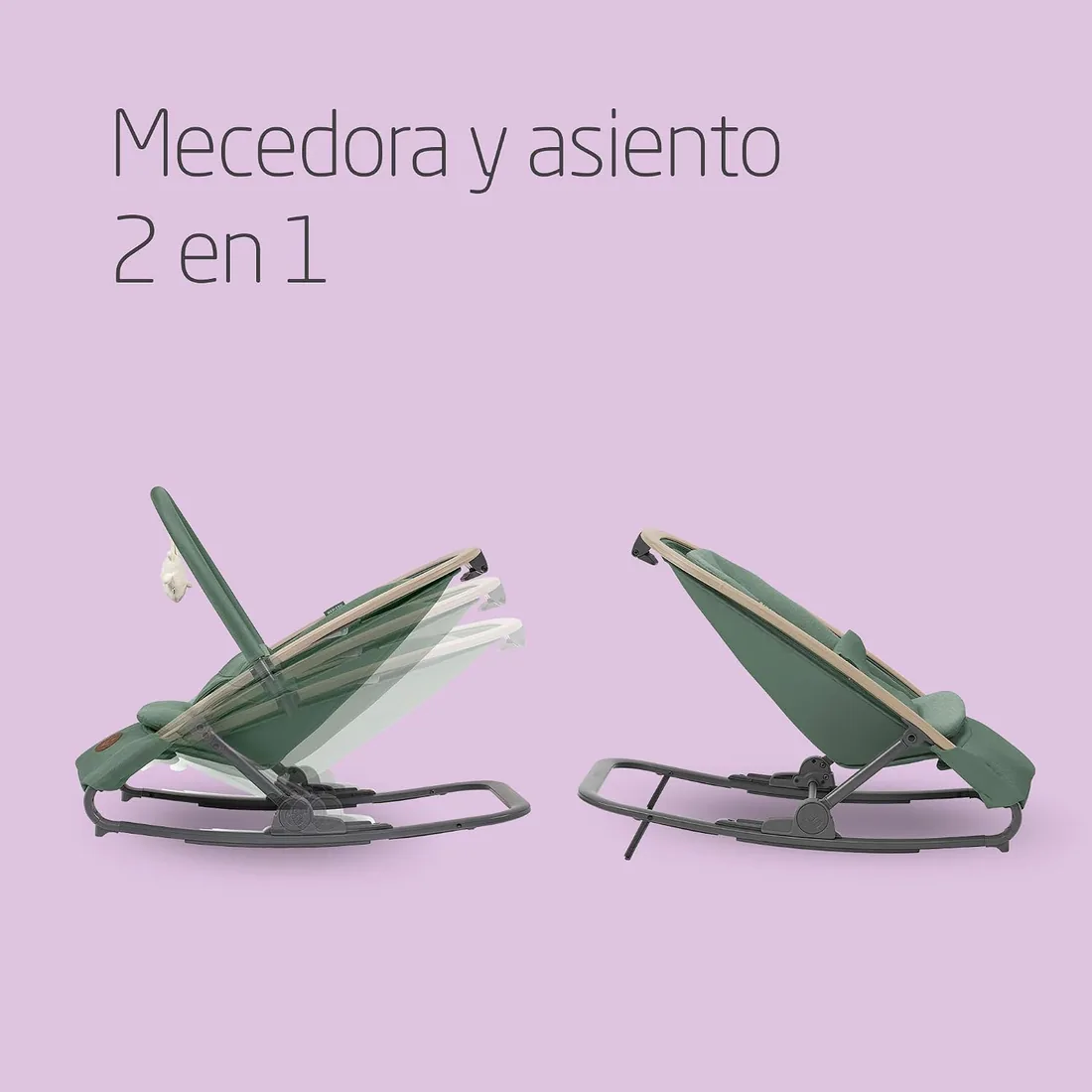 Maxi-Cosi Kori Hamaca Bebé 2 en 1 con arco de juegos, 0-2 años, máx.15 kg, balamcin bebe, 3 posiciones de reclinación una sola mano, ligera y compacta, arnés Easy-in, Eco Care, Beyond Green foto 2