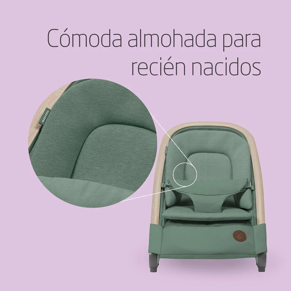 Maxi-Cosi Kori Hamaca Bebé 2 en 1 con arco de juegos, 0-2 años, máx.15 kg, balamcin bebe, 3 posiciones de reclinación una sola mano, ligera y compacta, arnés Easy-in, Eco Care, Beyond Green foto 3
