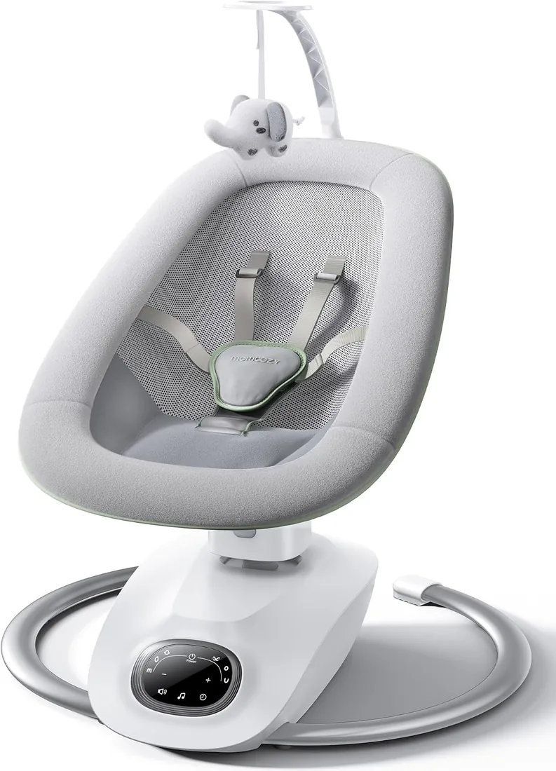 Momcozy Hamaca Bebe Electrica de hasta 9kg con 6 Modos y 4 Velocidades