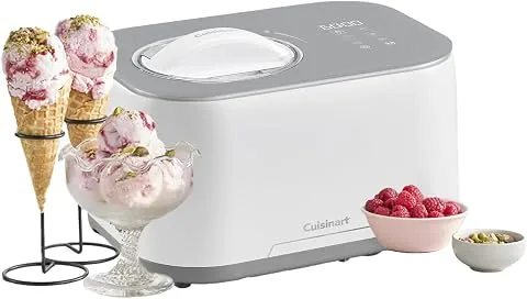 Cuisinart FreezeEase–Máquina de helado automática;3 programas:Helado,Sorbete,Yogur;Sin precongelación;Lista en 40 min;Función de mantenimiento en frío, Compresor 950ml (Nuevo)