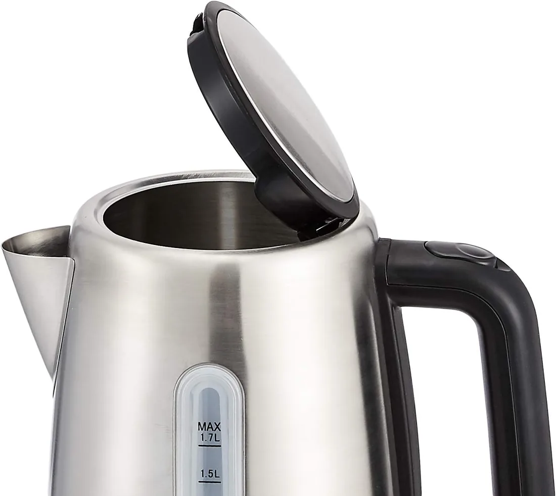 Amazon Basics Hervidor de agua eléctrico portátil de acero inoxidable - 1.7 Litros, Plateado foto 2