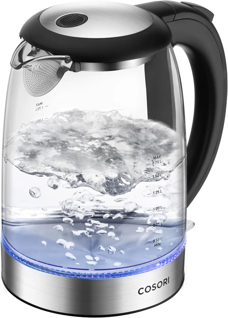 COSORI Hervidor Agua Eléctrico de Cristal de 1,7 Litros, Sin Plástico