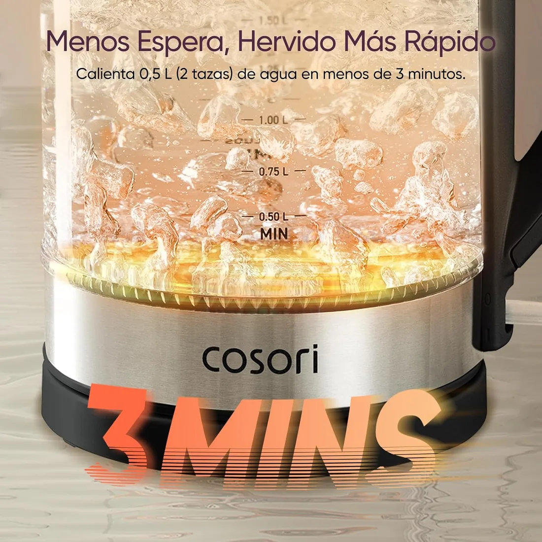 COSORI Hervidor Agua Eléctrico de Cristal de 1,7 Litros, Sin Plástico foto 3