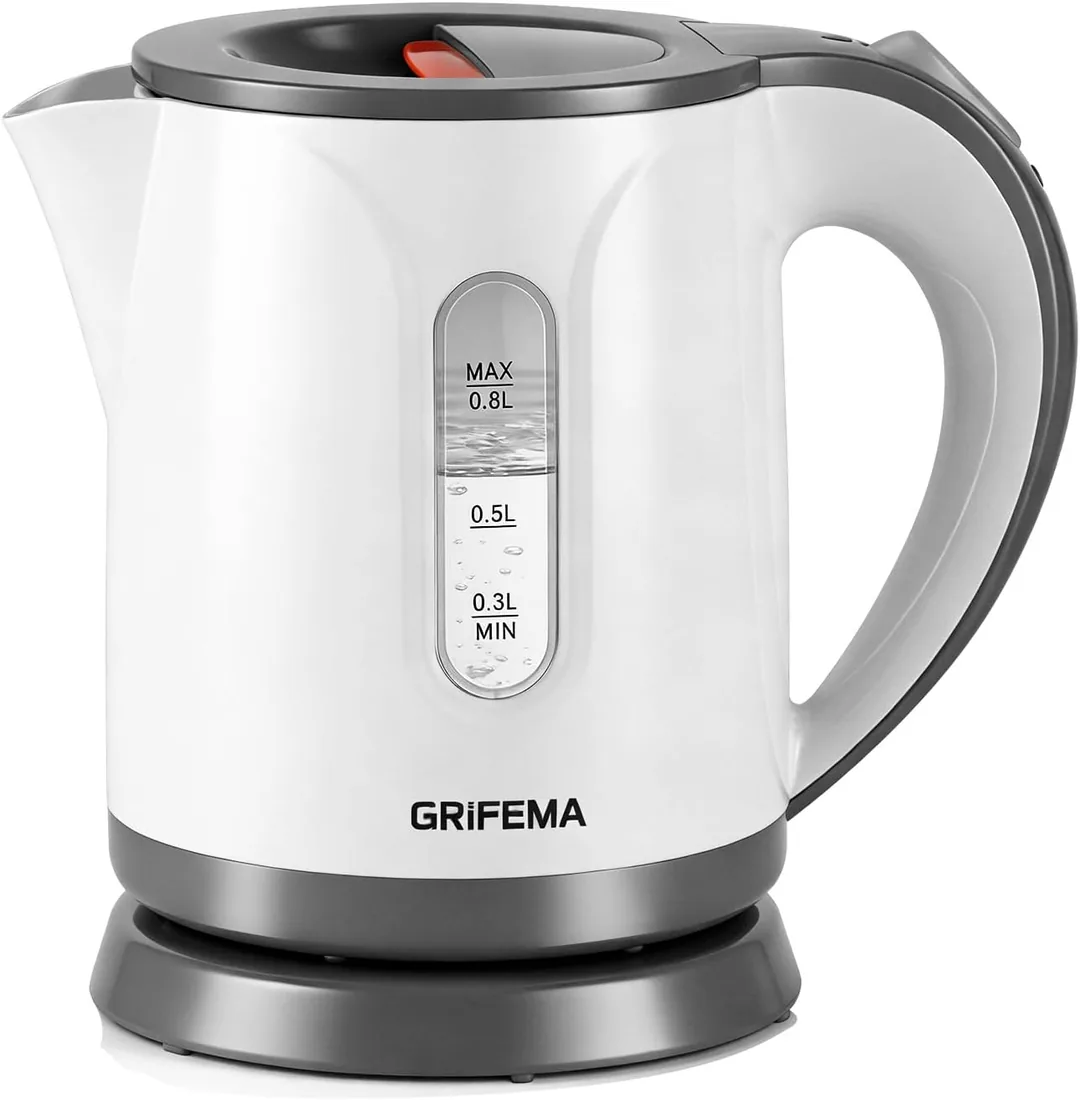 GRIFEMA GC1001 Hervidor de Agua Eléctrico 0,8 litros, 1100 W de Potencia, Base 360º, Filtro Antical Desmontable, Sistema de Seguridad, Plástico