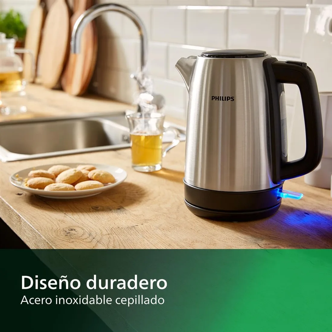 Philips Hervidor de agua eléctrico 1,7L, Ebullición rápida, Acero Inox foto 3