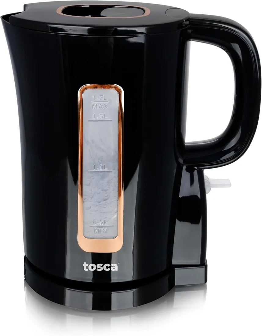 TOSCA Hervidor de Agua Eléctrico 1,7L (7 Tazas) - Kettle 2200W con Control Strix Profesional, Jarra Inalámbrica, Filtro Antical, Desconexión Automática, Indicador Nivel Agua y Luz LED, Tetera Rápida