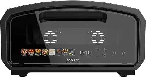 Cecotec Horno Eléctrico para Pizzas Pizza&Co 500 Gyro. Piedra Giratoria Alta Temperatura, Panel Digital Táctil, 8 Menús, 65-500°C, Cocción Ajustable, Pizza de Pizzería en Casa