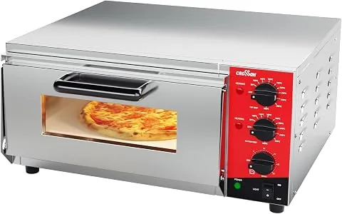 CROSSON Horno eléctrico para pizza de 16 pulgadas, Horno eléctrico profesional de pizza de acero inoxidable 230 V/2000 W con piedra y asa, para interiores, restaurantes, cocinas, casas y cocinas foto 2
