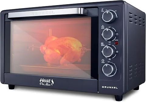 GRUNKEL - Horno Eléctrico con Convección de 48L 2000W | Capacidad Amplia | Resistencia en M | Temperatura 100–230 °C | Doble Cristal | Temporizador 60 Min | Acero Inoxidable | Luz Independiente foto 2