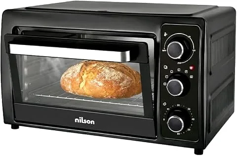 Horno de Sobremesa 28 L, Convección, 1500 W, 5 Funciones de Cocción, Control Mecánico, NHS2800N, Termostato Ajustable, Temperatura Máxima 230º, Temporizador 60 min, Incluye Piedra de Pizza
