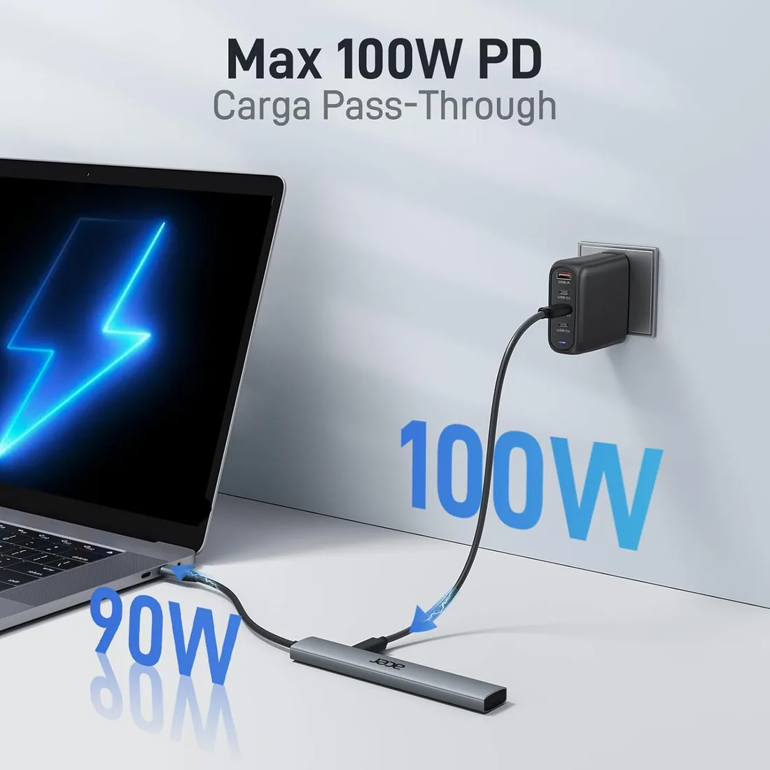 acer Hub USB C 5 en 1, Ataptador USB C a HDMI 4K foto 3