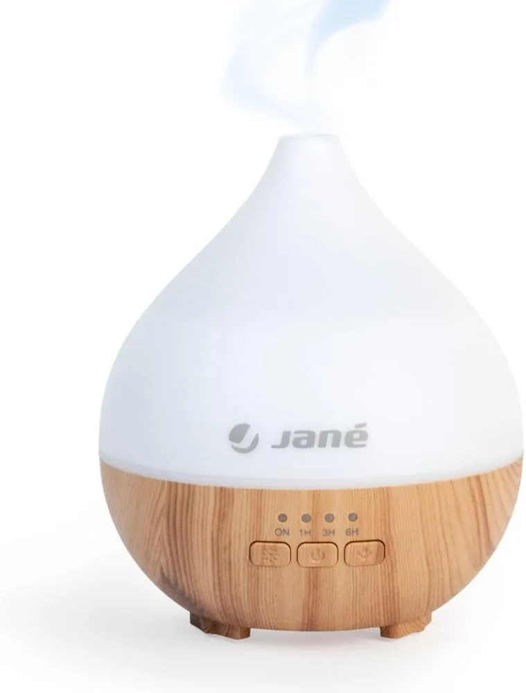 Jané Humidificador Bebés, Ultra silencioso, Capacidad 140 ml, 7 Colores led, Apto para Esencias, Temporizador, Madera foto 2