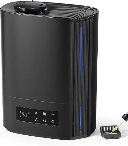 AROEVE 6LUltrasónico Humidificador de Aire Duración 60h 25dB Silencioso | Control de Humedad Inteligente, Diseño de Llenad