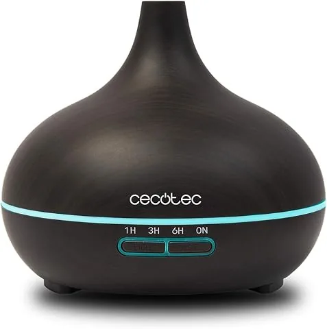 Cecotec Humidificador Ultrasónico y Difusor de Aromas con Temporizador Pure Aroma 300 Yin. 10 W, 300 ml, Temporizador hasta 6 Horas, 7 Colores LED, Función Aromaterapia, Ultrasilencioso