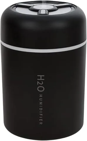 Mini humidificador para habitación 300ml ultrasónico, silencioso, humidificador bebes mocos y tos, humificadores de humedad |Aromaterapia|USB tipo C|Luz LED 21 Colores| Humidifier viajes. (Negro)