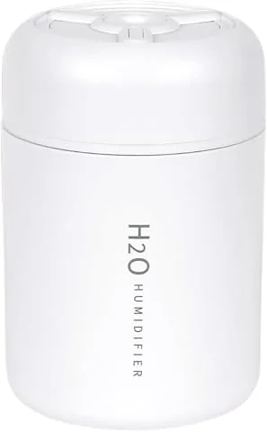 Mini humidificador para habitación 300ml ultrasónico, silencioso, humidificador bebes mocos y tos, humificadores de humedad |Aromaterapia|USB tipo C|Luz LED 21 Colores| Humidifier viajes. (Blanco)