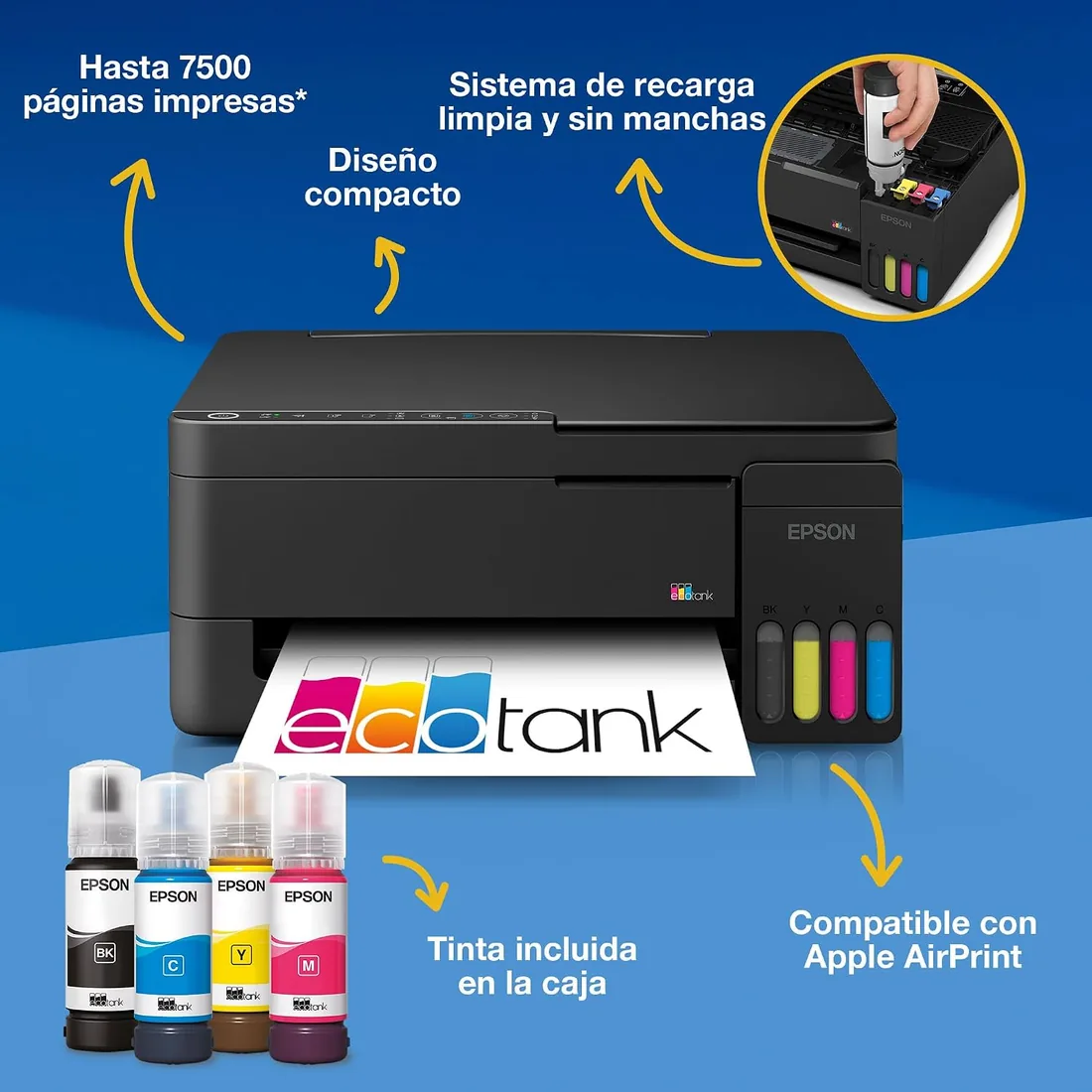Epson EcoTank ET-2912 | para hogares dinámicos | Wi-Fi | A4 | Impresión, Copia, escaneado | Compatible con AirPrint | Compacta | Incluye hasta 3 años de Tinta foto 2