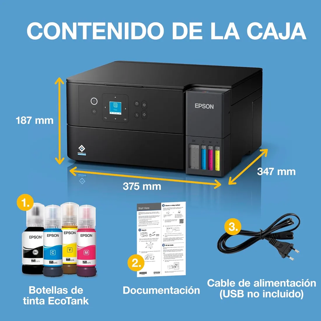 Epson EcoTank ET-2955 Impresora de Depósito de Tinta | para Uso Intensivo en Hogar | Wi-Fi | A4 | Imprimir, Copiar, Escanear | Pantalla LCD 3,7cm | Imprime a Doble Cara | Tinta Incluida para 3 Años foto 2