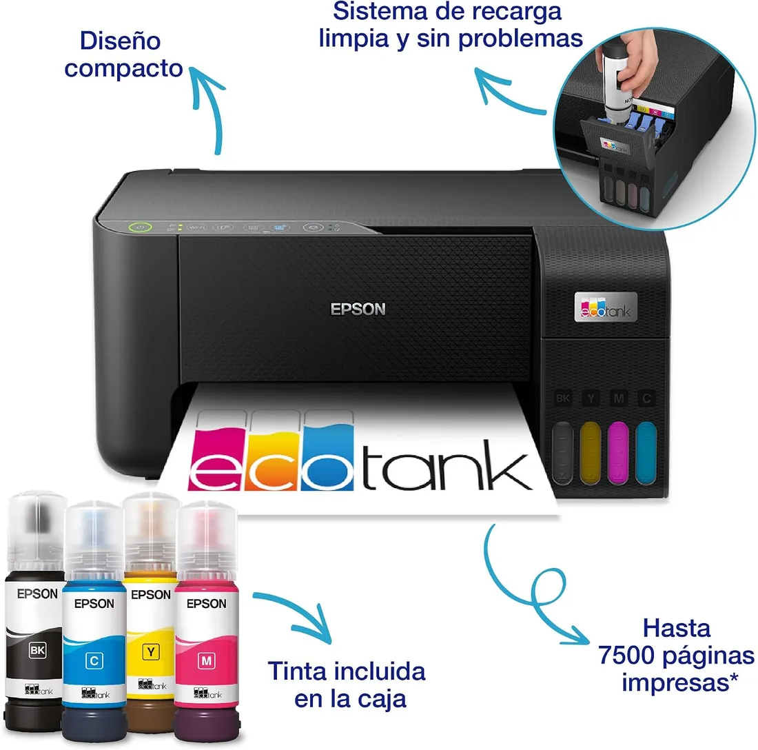 Epson Impresora multifunción EcoTank ET-2862 A4 con depósito de Tinta, conexión Wi-Fi y hasta 3 años de Tinta incluida foto 2