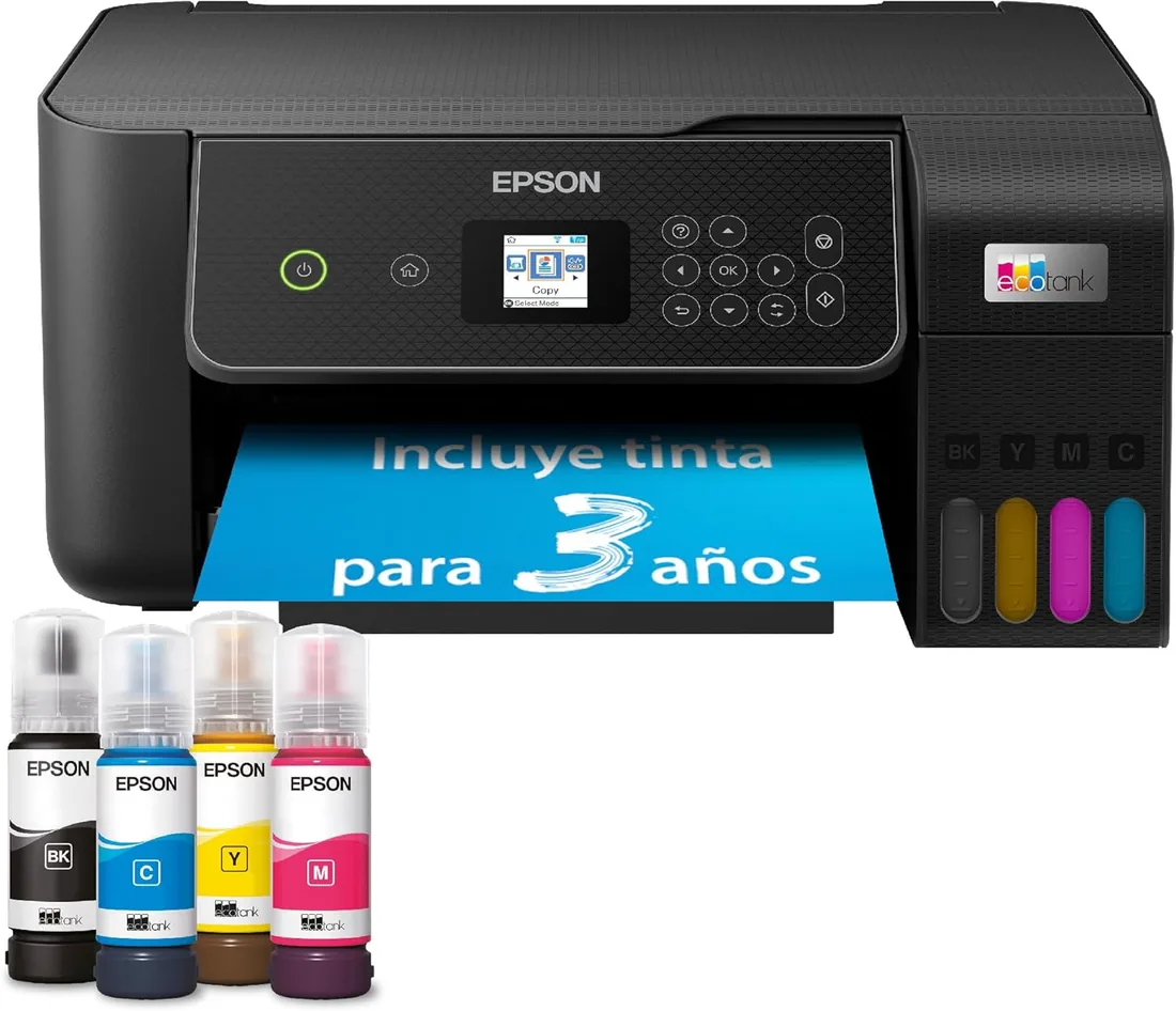 Epson Impresora multifunción EcoTank ET-2870 A4 con depósito de Tinta, conexión Wi-Fi y hasta 3 años de Tinta incluida