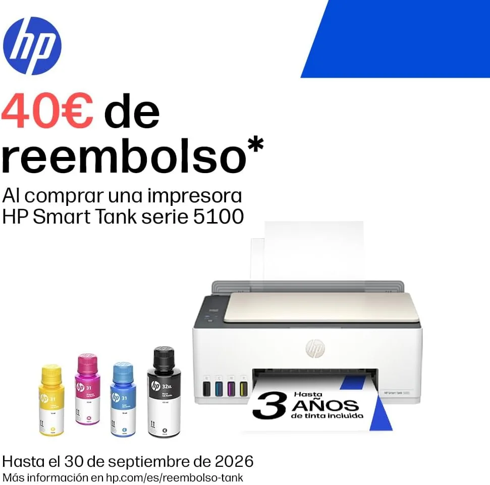 HP Smart Tank 5105 - Impresora multifunción 3 en 1 (Wi-Fi, impresión móvil) - 3 años de Tinta incluida, depósito de Tinta Grande, Gran Alcance, impresión foto 2