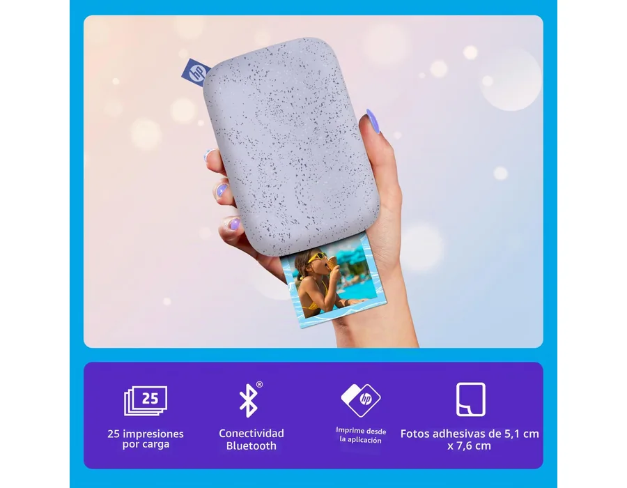 HP Sprocket 2x3 (5,1 x 7,5 cm) Impresora fotográfica instantánea para Smartphones, Impresora móvil portátil a Color e inalámbrica, Fotos Zink con Reverso Adhesivo, Color Púrpura. — Ref. 2QDX foto 2