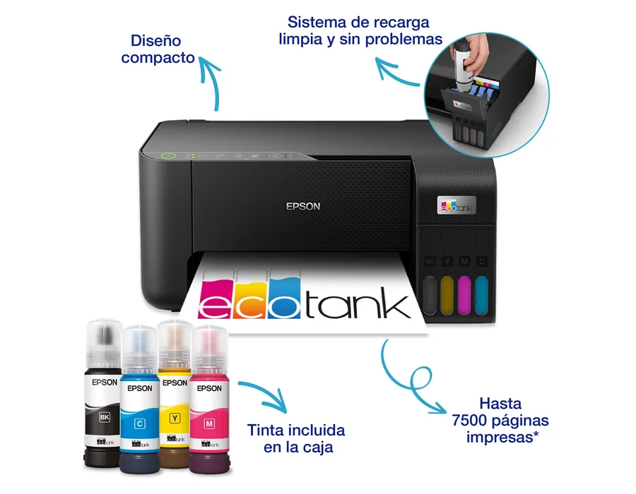 Epson Impresora multifunción EcoTank ET-2862 A4 con depósito de Tinta, conexión Wi-Fi y hasta 3 años de Tinta incluida foto 2
