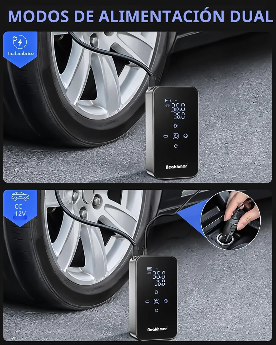 Inflador Ruedas Coche Hinchador Electrico: Aire Compresor Portatil 150 PSI foto 3