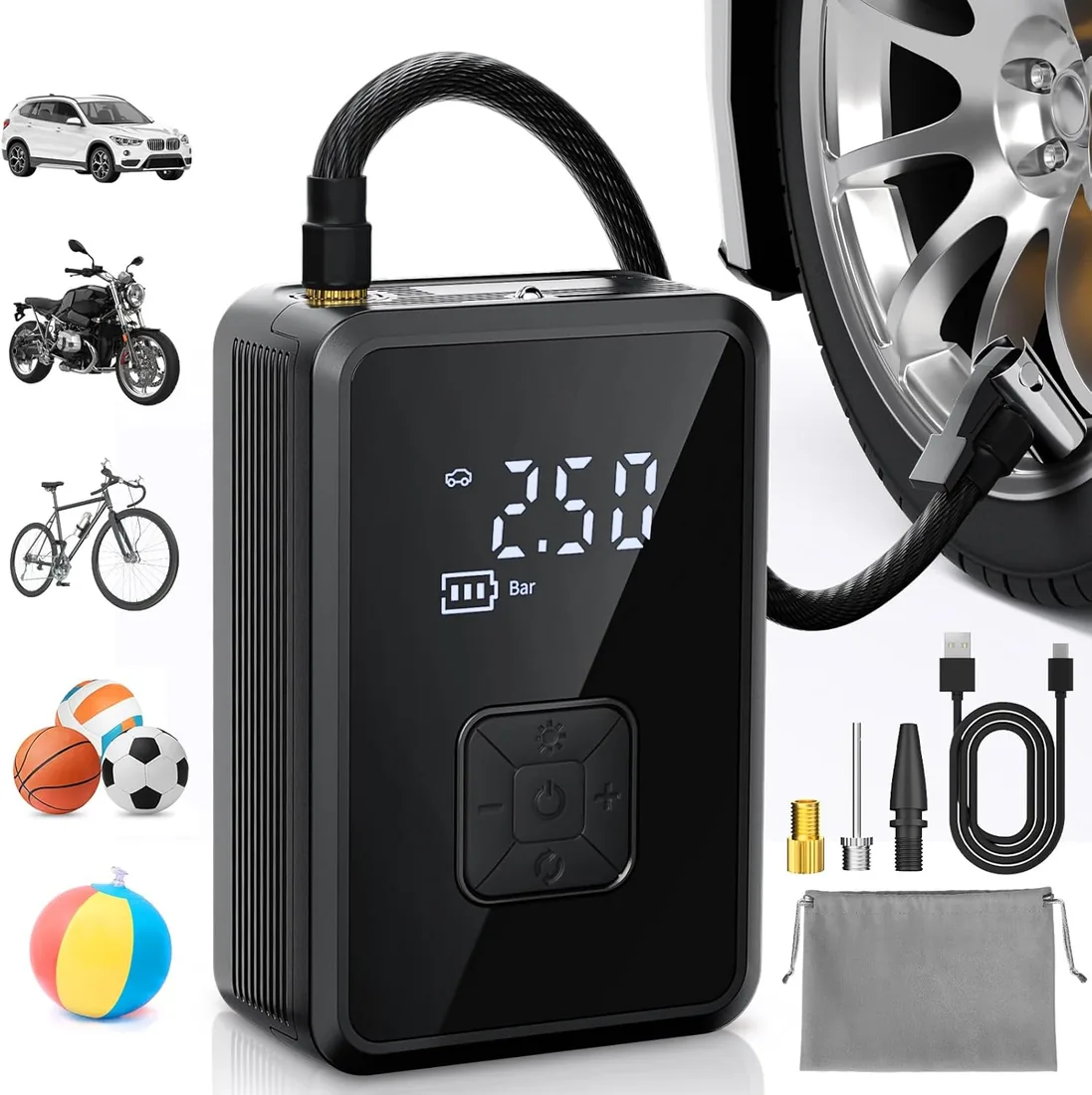 Oasser Compresor Aire Portatil Pequeño 150PSI 4000mAh