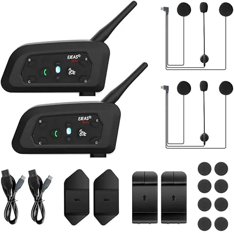 EJEAS V6 Pro+ BT Interphone 1200M Bluetooth Motocicleta Motocicleta Casco Intercom Auriculares con Interfono Duplex Control Avanzado de Ruido para hasta 6 Riders (2 Pieza)