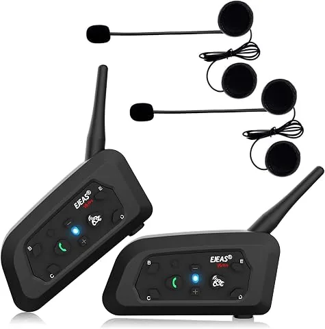 Ejeas V6Pro 2xIntercomunicador Casco Moto Bluetooth para Motocicletas, Gama Comunicación Intercom de 1200m, Impermeabilidad, Intercomunicacion Entre 6 Motociclistas, Walkie Talkie para Moto foto 2