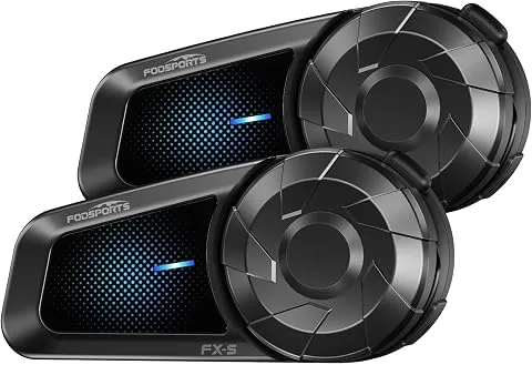 Fodsports FX-S Intercomunicador Casco Moto, 2 Vías Intercomunicador Moto | Emparejamiento Universa, Triple Cancelación de