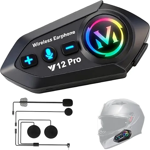 Intercomunicador Casco Moto Bluetooth 5.4 Sistema de Comunicación Intercom | para 2 Motoristas de 500m, Doble Cancelación foto 2
