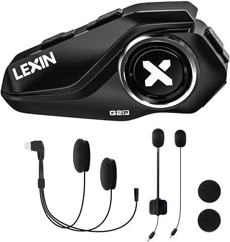 LEXIN G2P Intercomunicador Casco Moto Bluetooth,4 Cubiertas Reemplazables | Reducción de Ruido DSP/CVC, Emparejamiento Uni