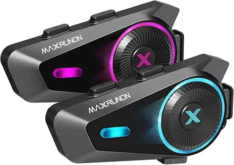 MAXRUNON D10 Intercomunicador Casco Moto Bluetooth, 4 Vías Intercom 1600m | Control de Voz Español, 40mm Altavoces HiFi, M foto 3