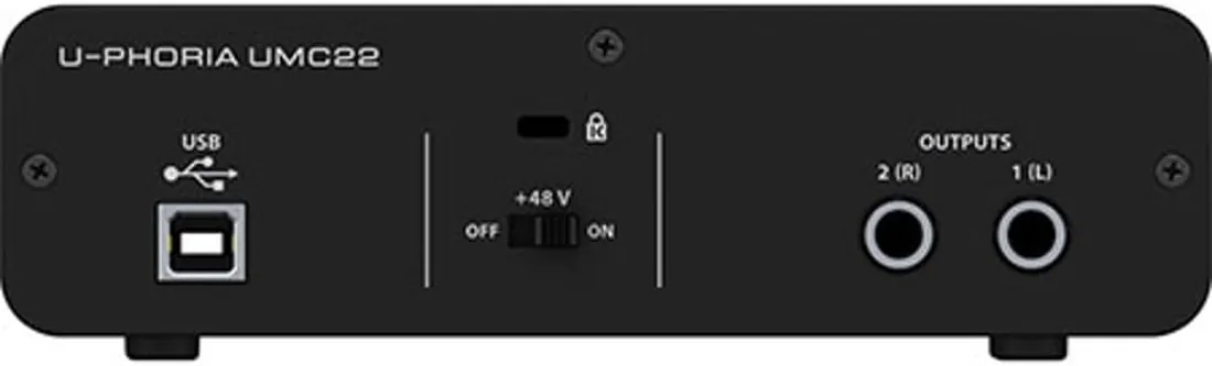 Behringer UMC22 2x2 USB Audio Interface, 48 kHz, with MIDAS-Designed Mic Preamplifier for Microphones and Instruments foto 2