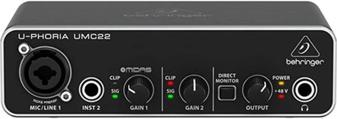 Behringer UMC22 2x2 USB Audio Interface, 48 kHz, with MIDAS-Designed Mic Preamplifier for Microphones and Instruments foto 3