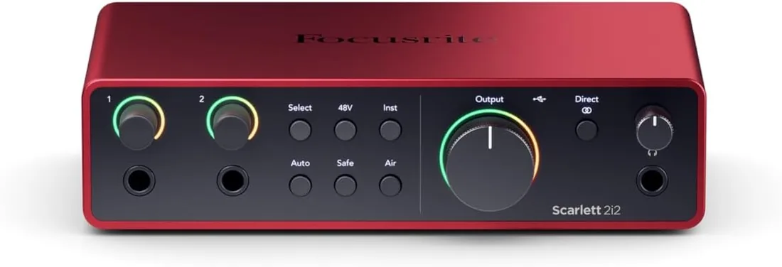Focusrite Scarlett 2i2 interfaz de audio USB-C 4.ª gen | 2 preamp. de micro, 2 entradas instrumento Hi-Z, 24 bits/192kHz, intervalo dinámico 120 dB, Auto Gain, Clip Safe, modos Air foto 2