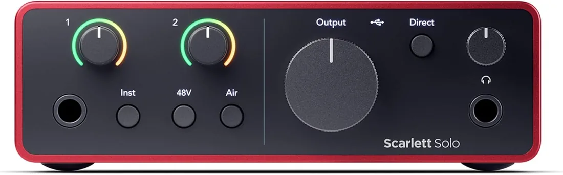 Focusrite Scarlett Solo interfaz de audio USB-C 4.ª gen | 1 preamp. de micro XLR, 1 entrada de instrumento Hi-Z, 24 bits/192kHz, intervalo dinámico 120dB, modos Air, para PC/Mac/iPad foto 2