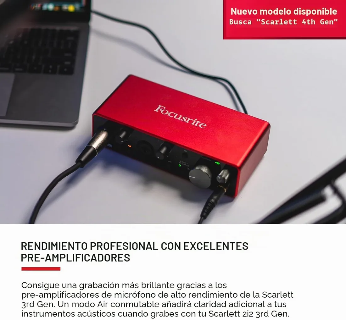 Interfaz de audio USB Scarlett 2i2 3.ª gen. de Focusrite para grabar, componer, retransmitir y emitir pódcast — Alta fidelidad, grabación de estudio y todo el software que necesitas foto 3