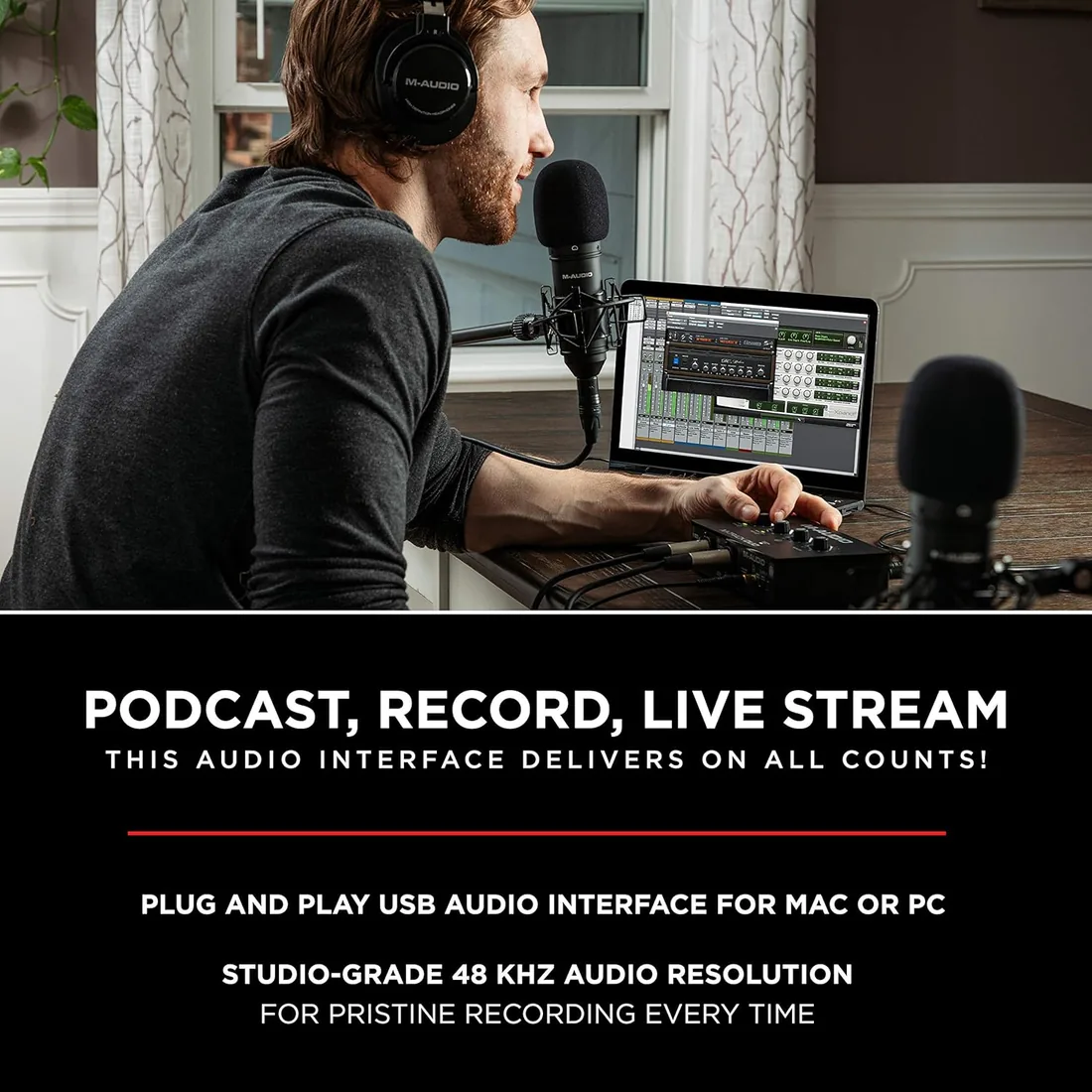 M-AUDIO M-Track Duo Interfaz de Audio USB | Doble XLR, Entradas de Linea y DI, Suite de Software para Grabacion, Streaming y Podcasting foto 2