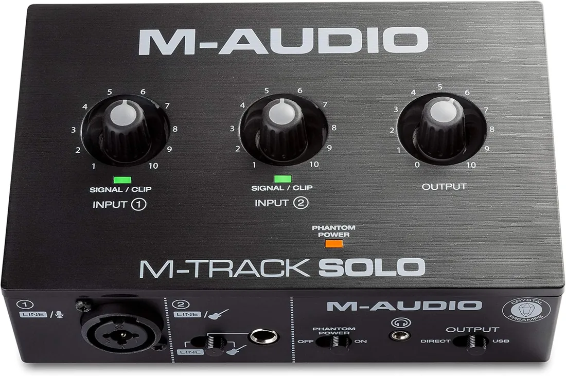 M-AUDIO M-Track Solo Interfaz de Audio USB | XLR, Entradas de Linea y DI, Suite de Software para Grabacion, Streaming y Podcasting