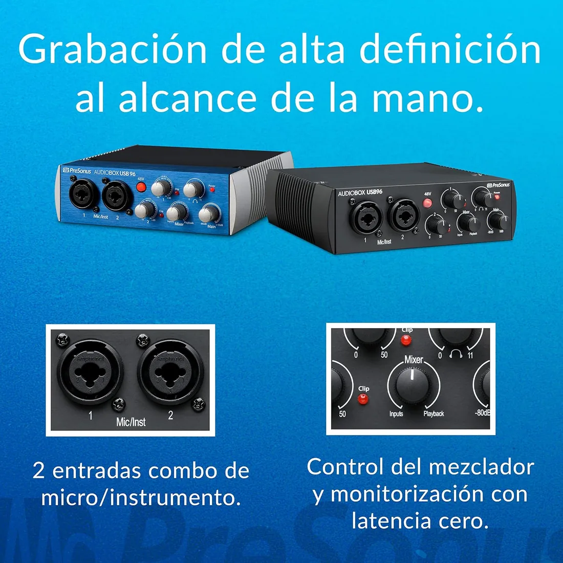 PreSonus AudioBox 96 - Interfaz de Audio USB, Para Grabación, Difusión, Podcasting con Paquete de Software incluido Studio One Artist, Ableton Live Lite DAW, Edición del 25º Aniversario foto 3