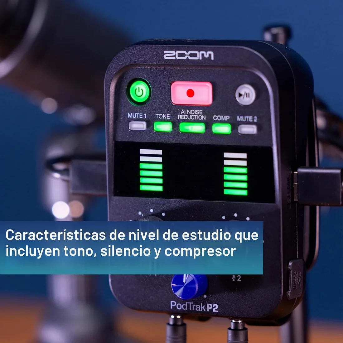 Zoom Grabadora de podcasts portátil P2 PodTrak e Interfaz de Audio USB | Mezclador de podcasting e Interfaz para grabación de Podcast móvil en Calidad de transmisión | 2 entradas de micrófono USB | foto 2