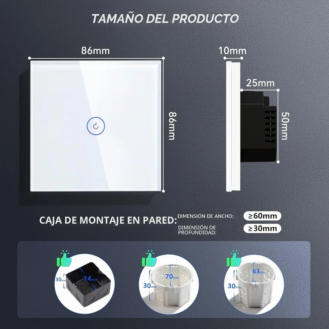 BSEED Interruptor de Pared WiFi,Interruptor Inteligente 1 Gang 1 Vía con Pantalla Táctil Blanco,Compatible con Alexa, Google Home, Control de APP y Función de Temporizador【Se necesita Neutro】 foto 2