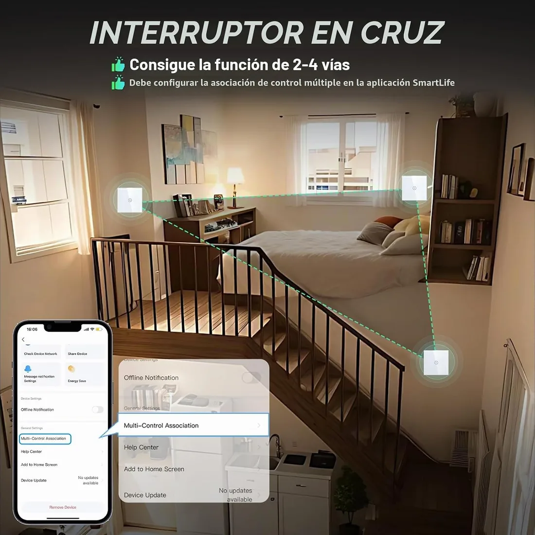 BSEED Interruptor de Pared WiFi,Interruptor Inteligente 1 Gang 1 Vía con Pantalla Táctil Blanco,Compatible con Alexa, Google Home, Control de APP y Función de Temporizador【Se necesita Neutro】 foto 3
