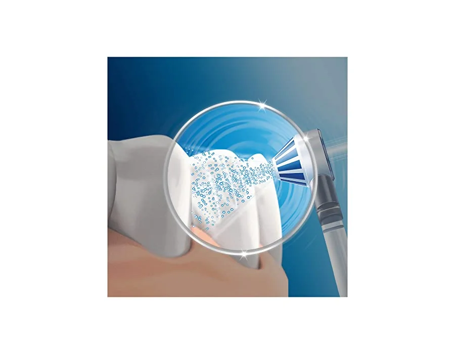 Oral-B, Sistema de Limpieza Irrigador Bucal con Tecnología Braun, 4 Cabezales, Blanco/Azul foto 3